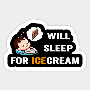 Will sleep for icecream toddler pajamas baby valentines day outfit girl Sticker